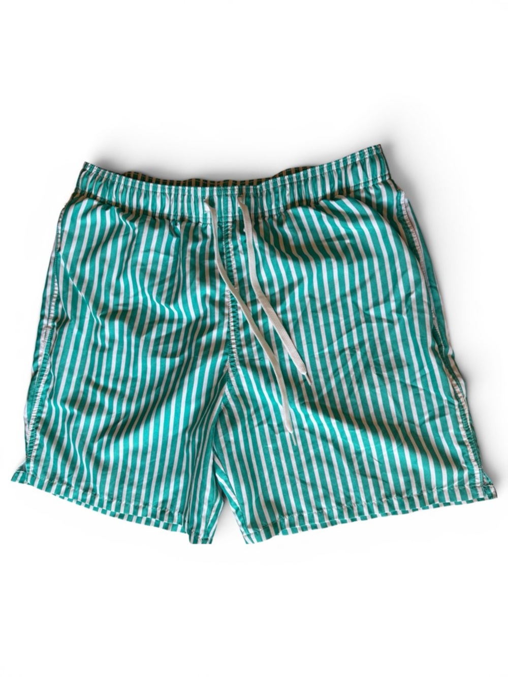 Goodfellow - Men’s Medium Swim Trunks - Green + White Striped
